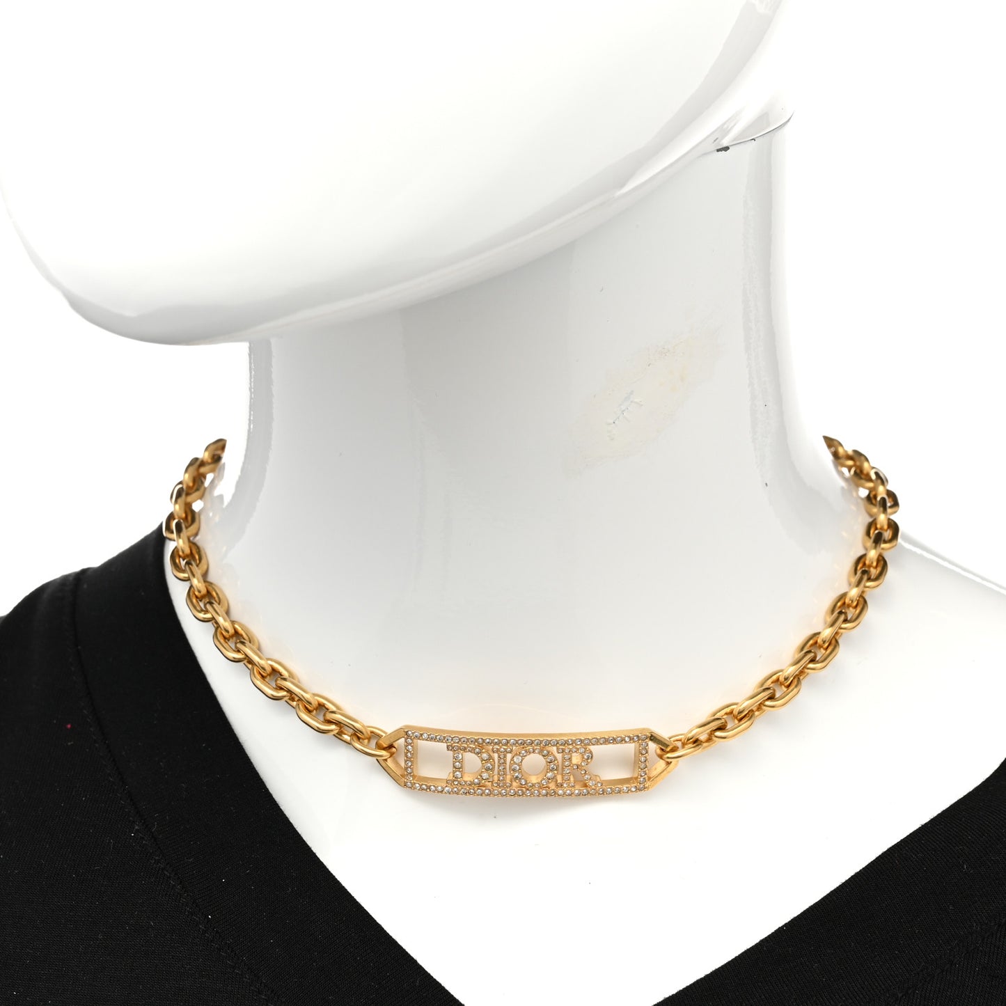 Metal Crystal Dio(r)evolution Choker Necklace Gold