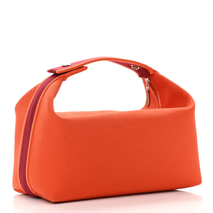 Hermes Canvas Small Bride-A-Brac Pouch Orange Burgundy 3 of 9
