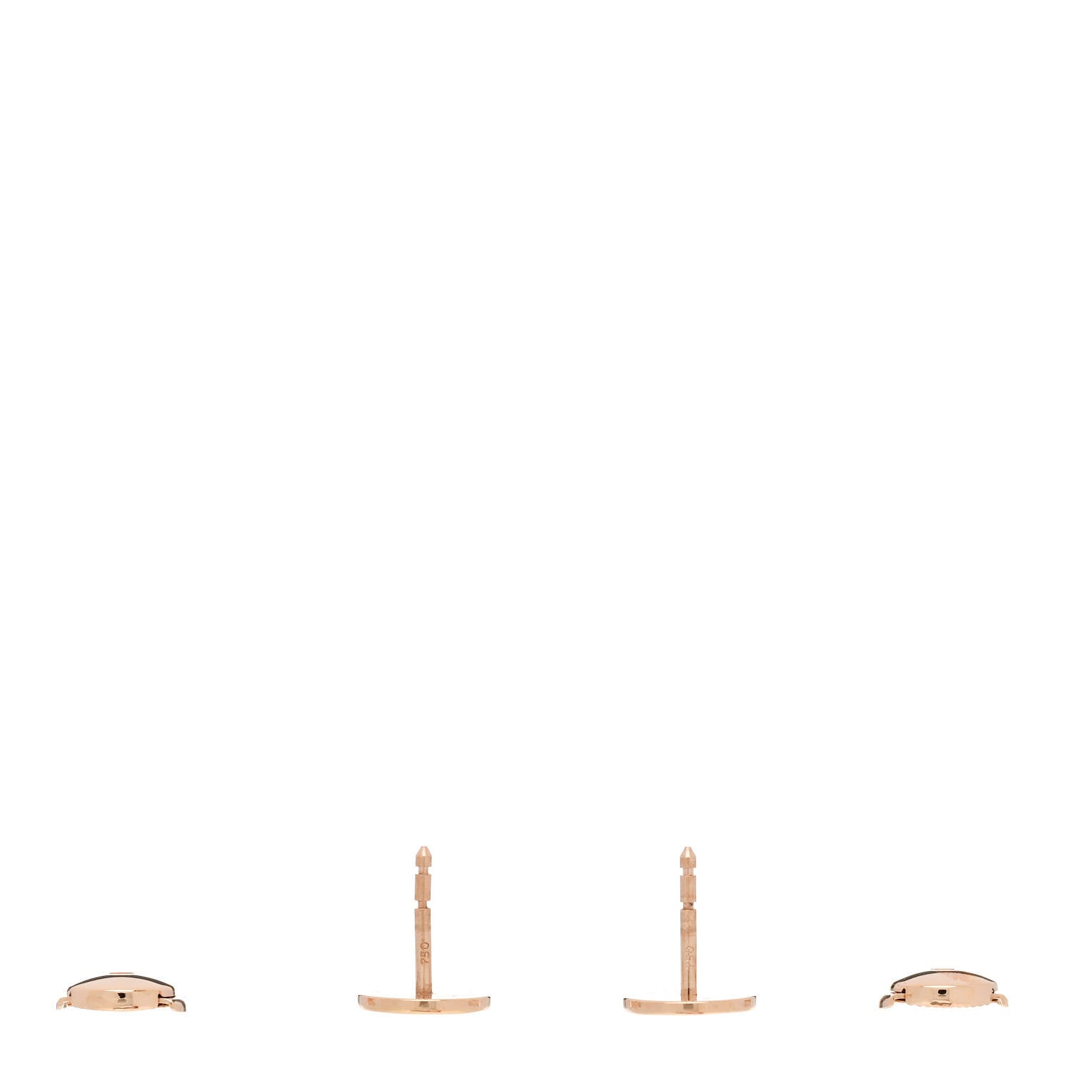 Hermes 18K Rose Gold TPM Ex-Libris Stud Earrings 3 of 5