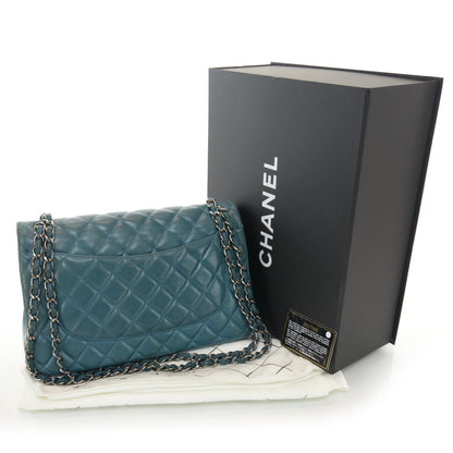 Chanel Lambskin Quilted Jumbo Double Flap Turquoise 3 of 9