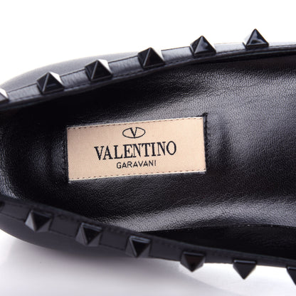 Valentino Garavani Calfskin Lacquered Monochrome Rockstud Ballerina Flats 37.5 Black 8 of 11