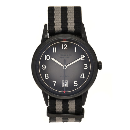 Tiffany DLC Stainless Steel Nylon 40mm CT60 3-Hand Automatic Watch Black 1 of 5