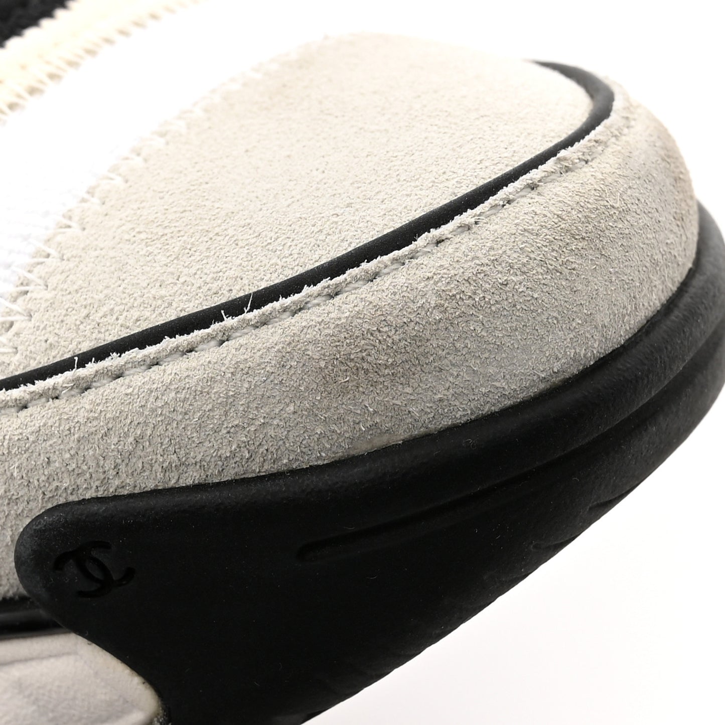 Fabric Suede Calfskin CC Sneakers 37 White Light Grey