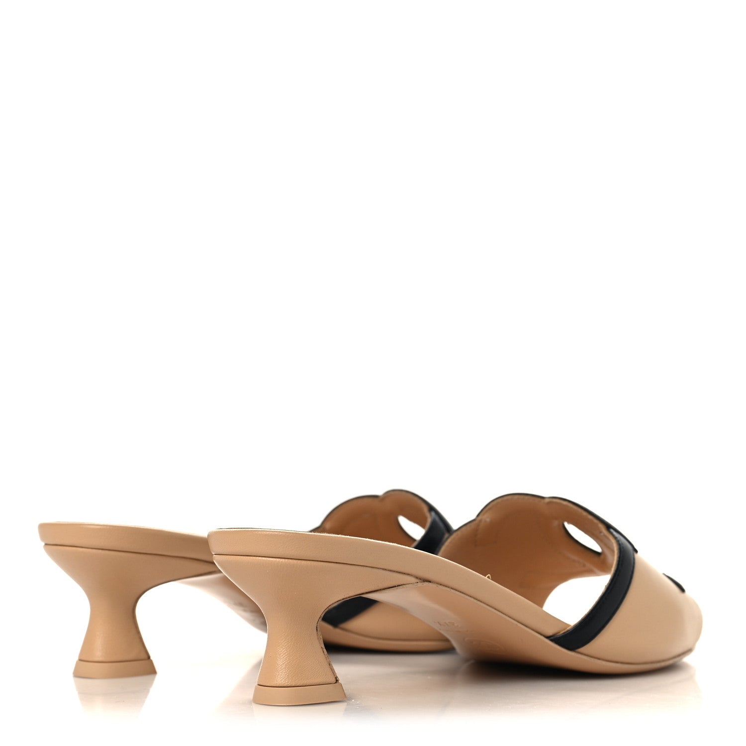 Chanel Lambskin CC Cutout Mules 37.5 Beige Black 5 of 11