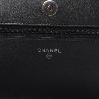 Chanel Caviar Chevron Quilted Vintage Mademoiselle Wallet On Chain WOC Black 6 of 12