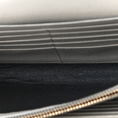 Saint Laurent Grain De Poudre Matelasse Chevron Monogram Chain Wallet White 14 of 20