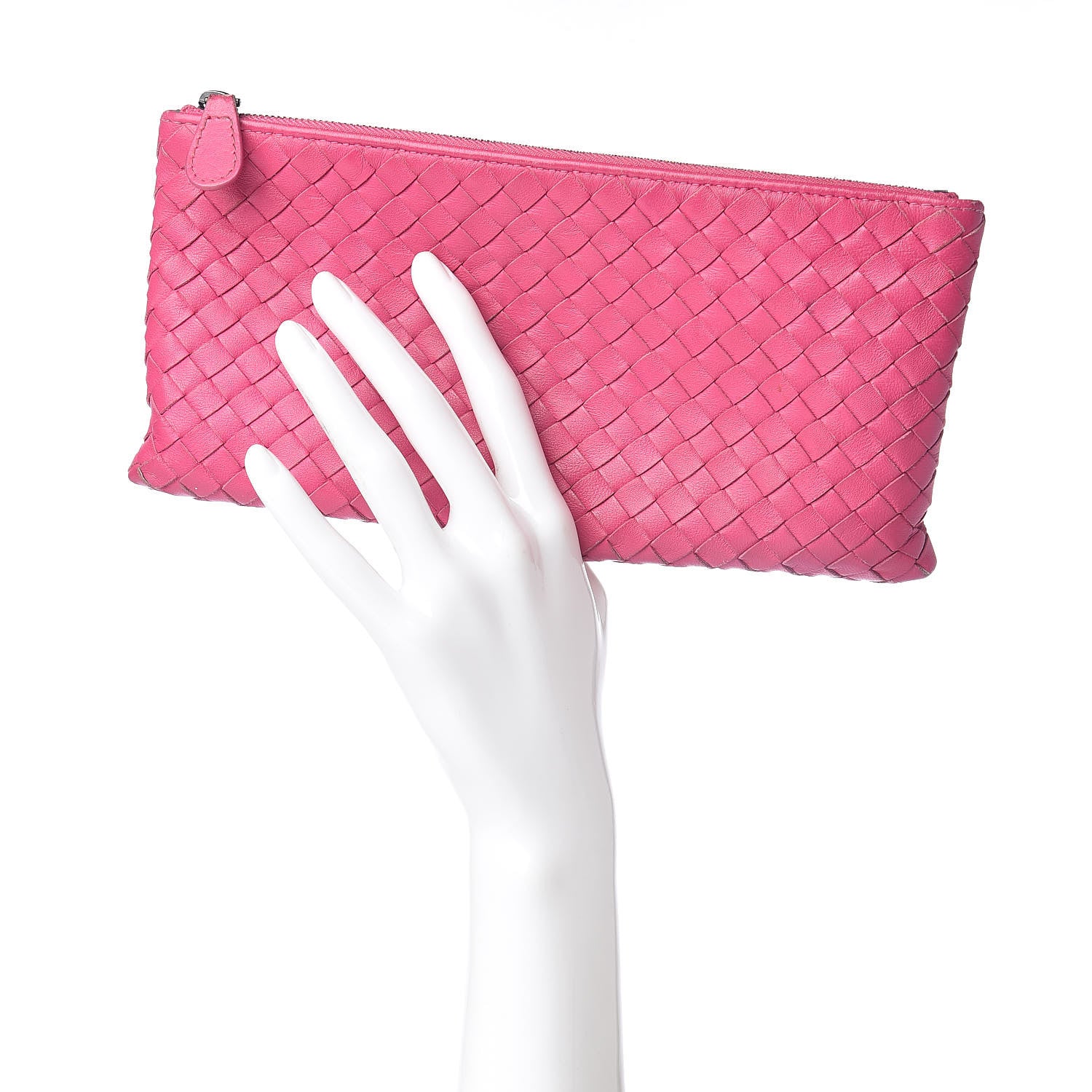 Bottega Veneta Nappa Intrecciato Flat Zip Pouch Rosa Shock 2 of 9