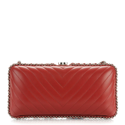 Chanel Lambskin Chevron Quilted Chain Around Clutch Dark Red 1 of 7