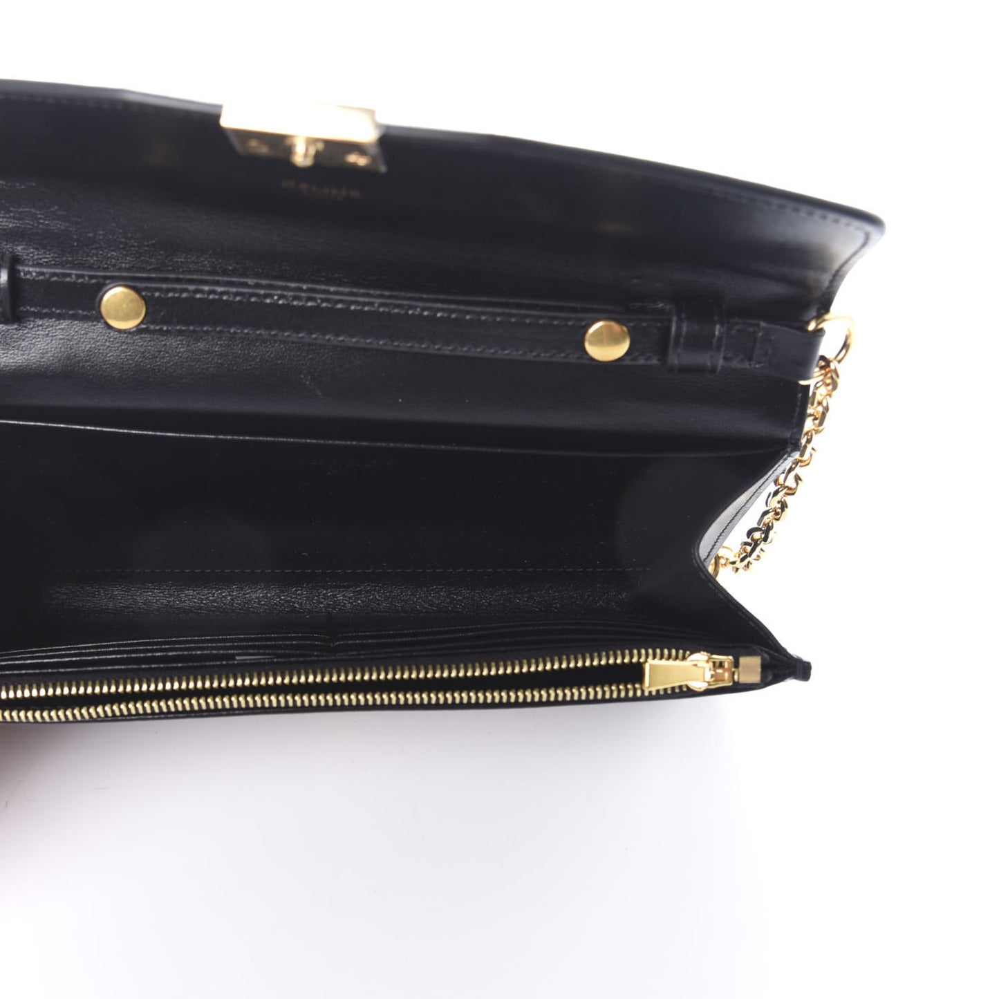 Shiny Smooth Calfskin C Wallet On Chain Bag Black