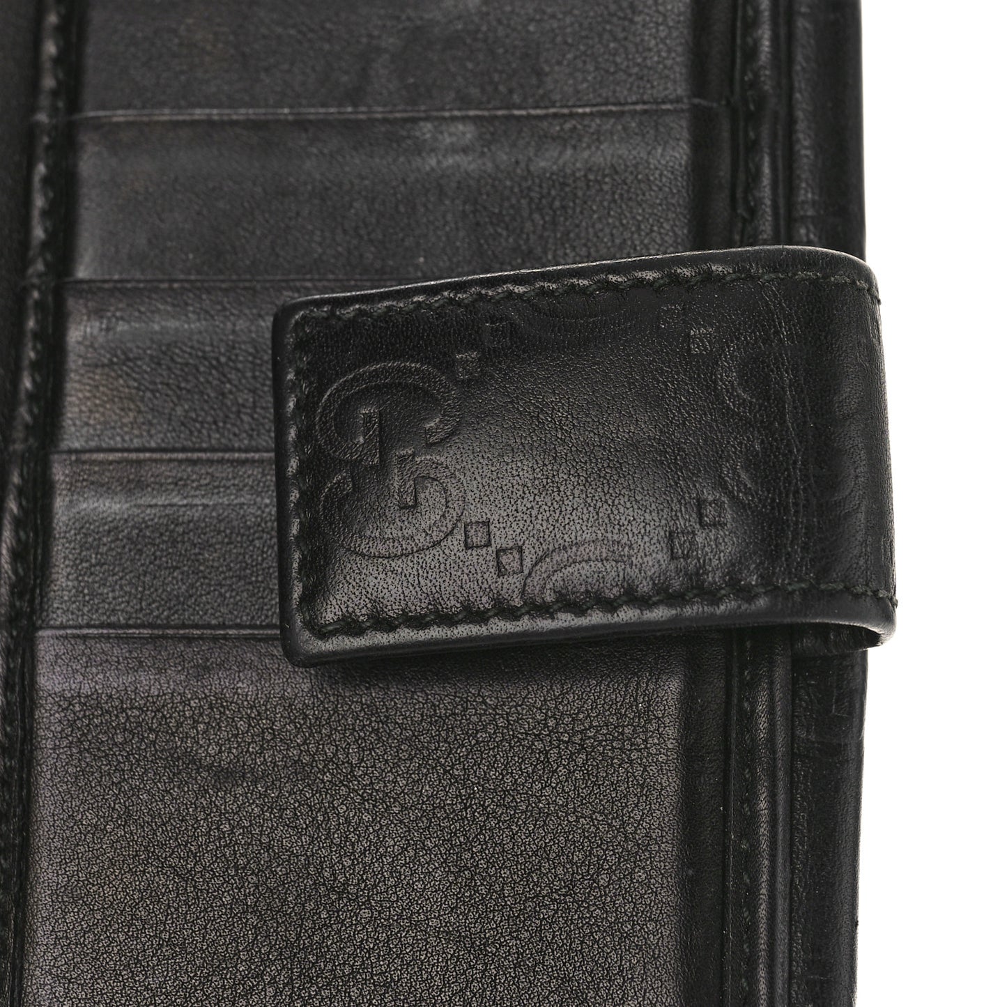 Guccissima Margaux Calfskin Metal Bar Continental Flap Wallet Black