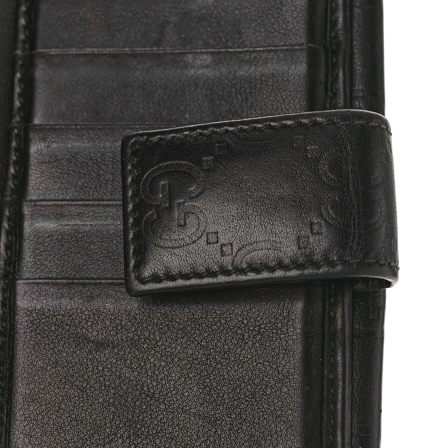 Gucci Guccissima Margaux Calfskin Metal Bar Continental Flap Wallet Black 9 of 13