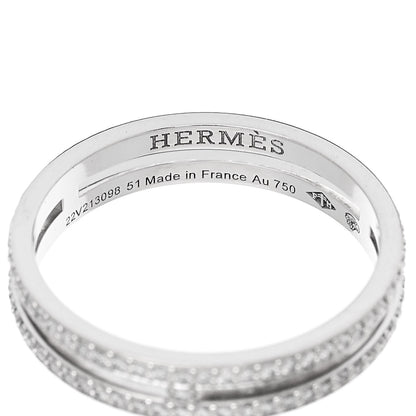Hermes 18K White Gold Diamond Ariane Wedding Band Ring 51 5.75 4 of 5