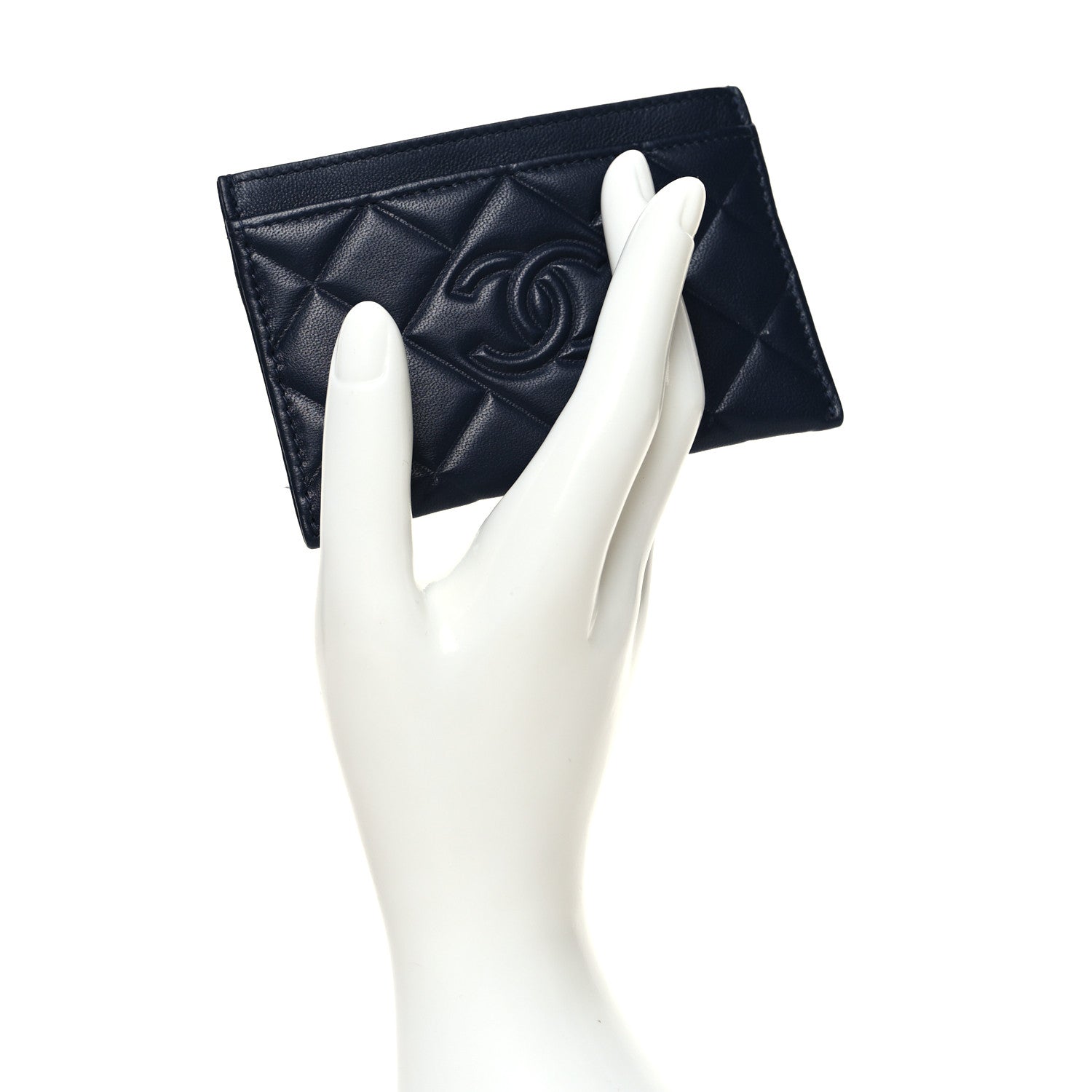 Chanel Lambskin Diamond Quilted CC Card Holder Navy 2 of 10