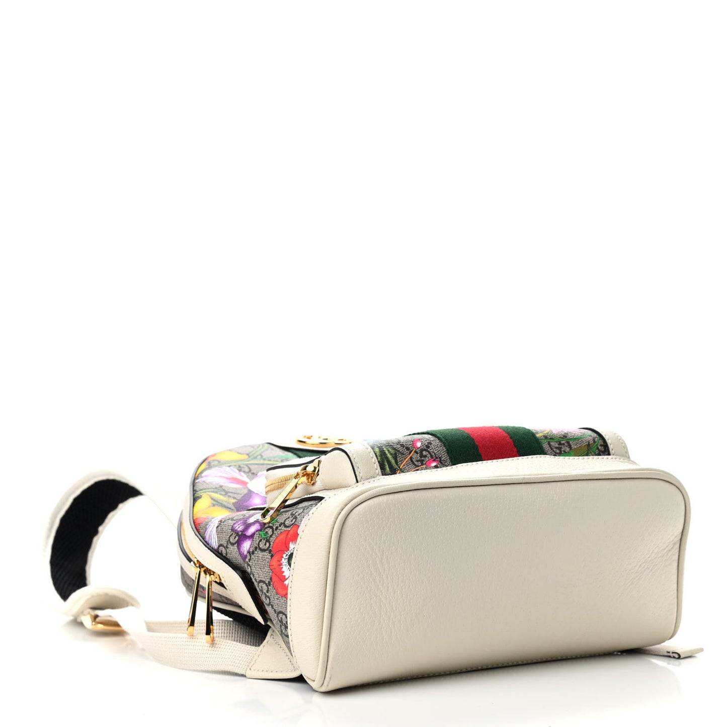GG Supreme Monogram Flora Web Small Ophidia Day Backpack White