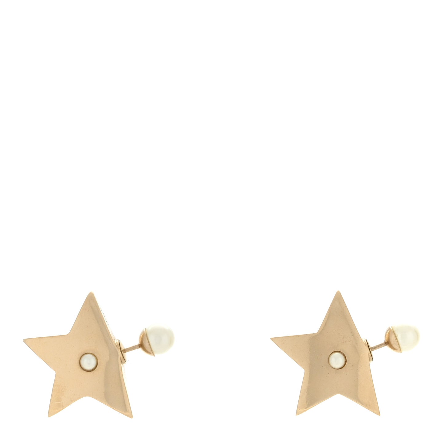 Metal Pearl Star Earrings Gold