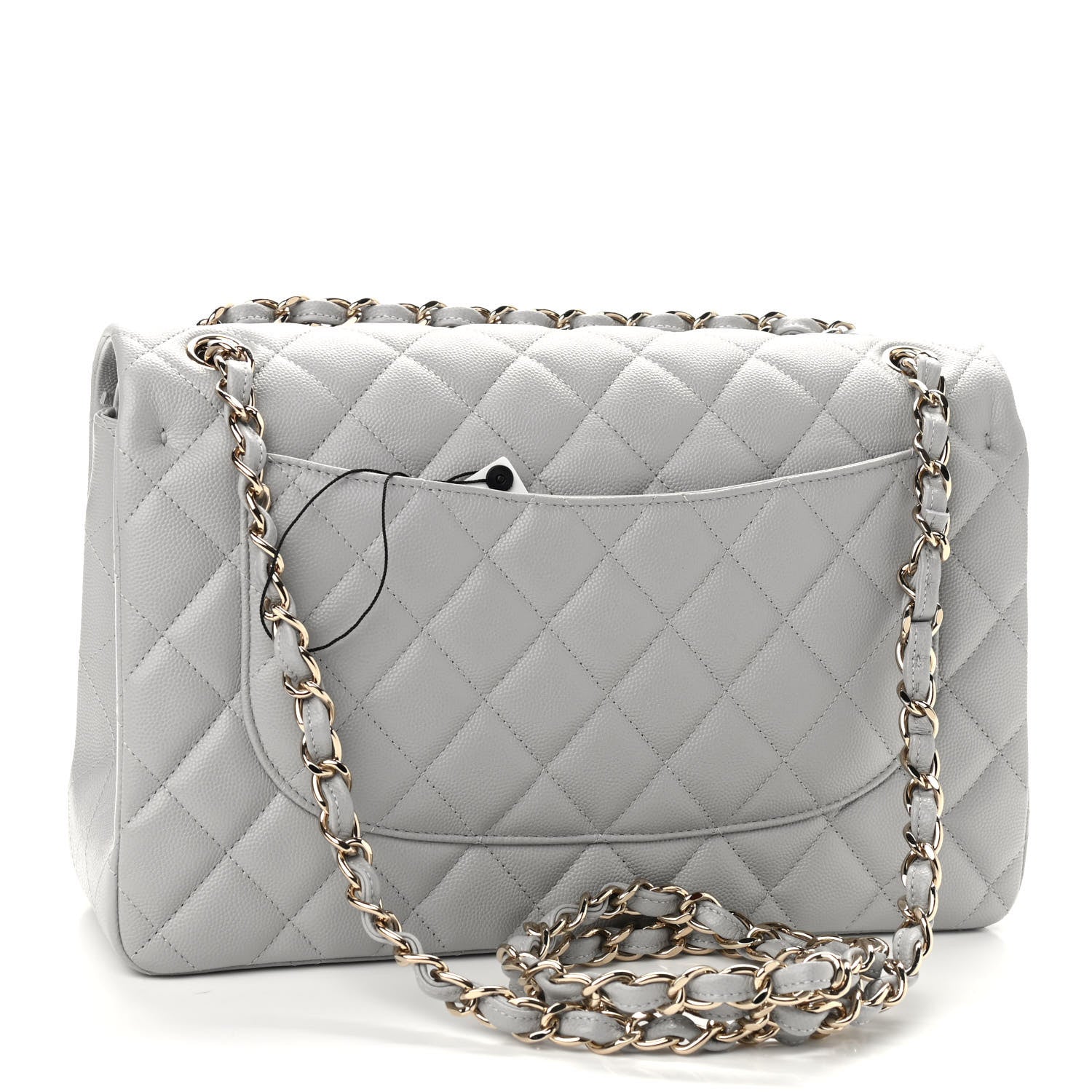 Chanel Caviar Quilted Jumbo Double Flap Grey 3 of 9