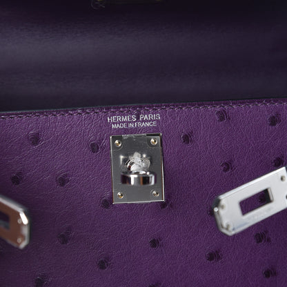 Hermes Ostrich Kelly Sellier Mini 20 Violine 8 of 11