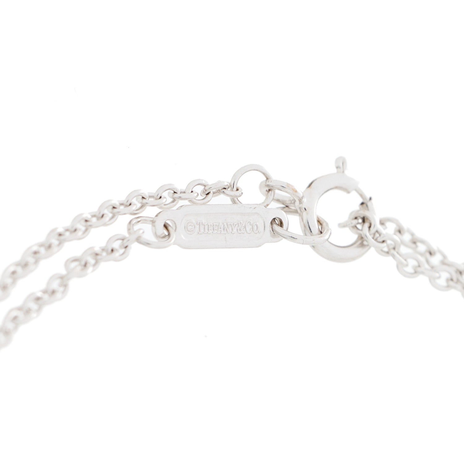 Tiffany 18K White Gold Diamond T Double Chain Bracelet 3 of 4