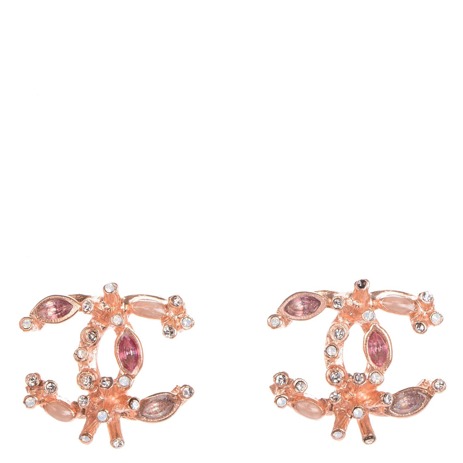 Chanel Crystal CC Earrings Pink 1 of 5