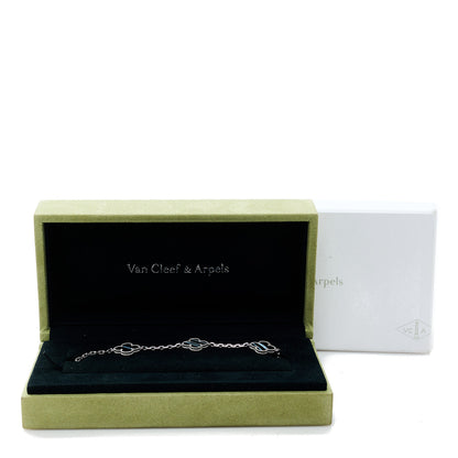 Van Cleef & Arpels 18K White Gold Veined Black Onyx 5 Motifs Vintage Alhambra Bracelet 5 of 5