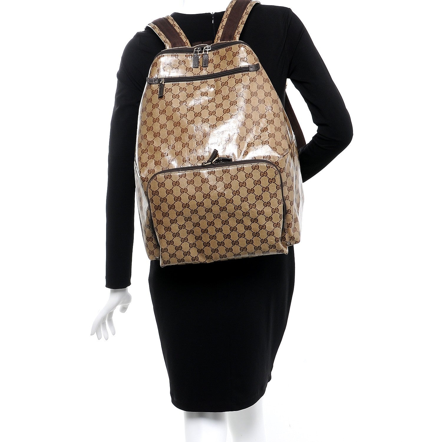 Gucci Crystal Monogram Backpack Dark Brown 2 of 7
