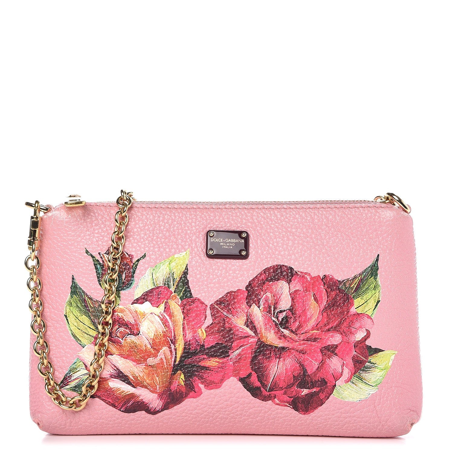 Dolce & Gabbana Grained Calfskin Painted Rose Crossbody Rosa 1 of 12