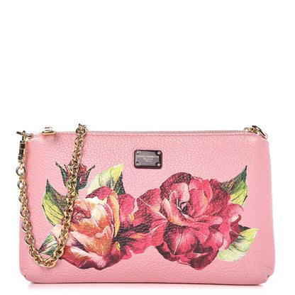 Dolce & Gabbana Grained Calfskin Painted Rose Crossbody Rosa 1 of 12