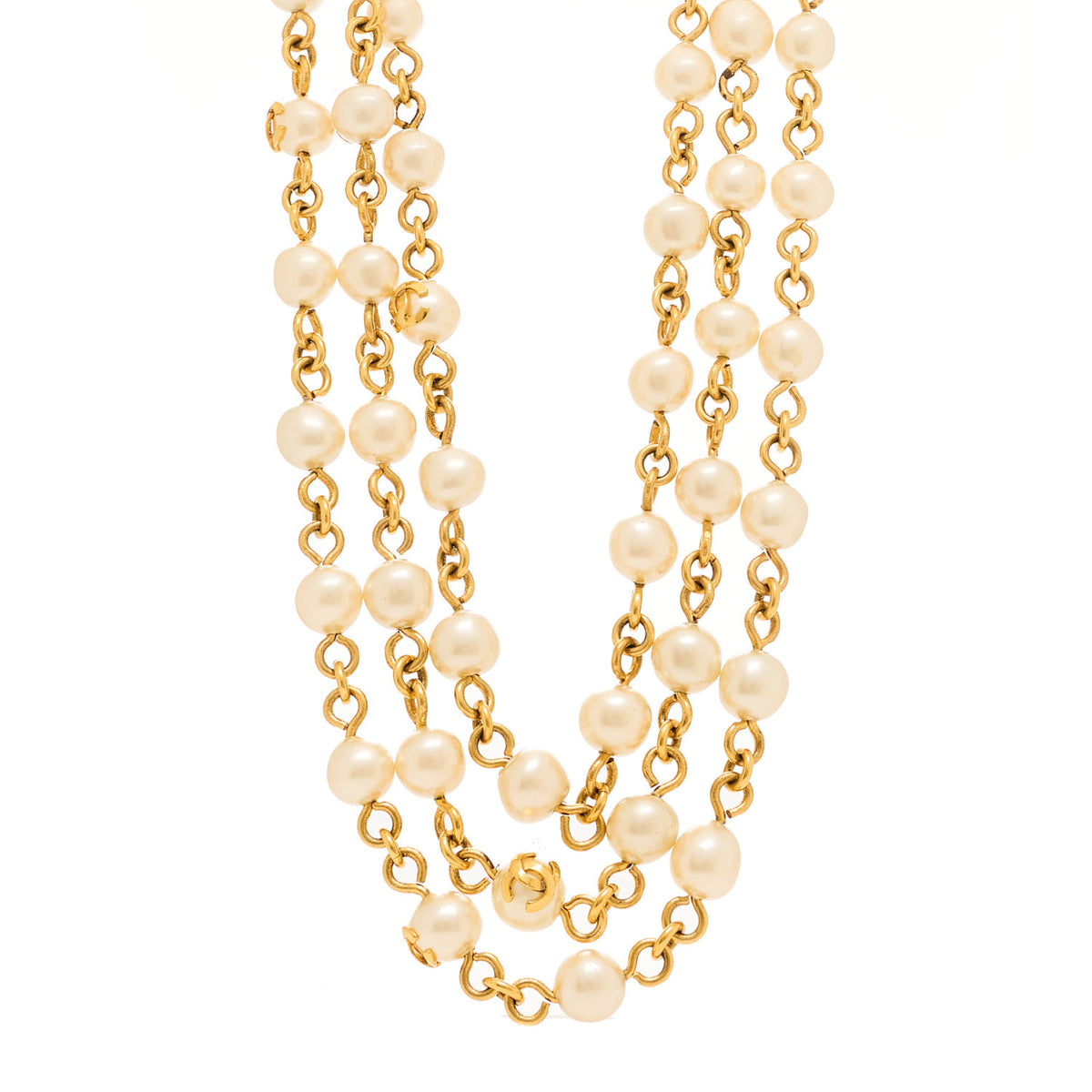 Chanel Pearl CC Long Necklace Gold 1 of 4