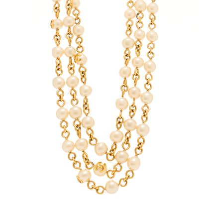 Chanel Pearl CC Long Necklace Gold 1 of 4