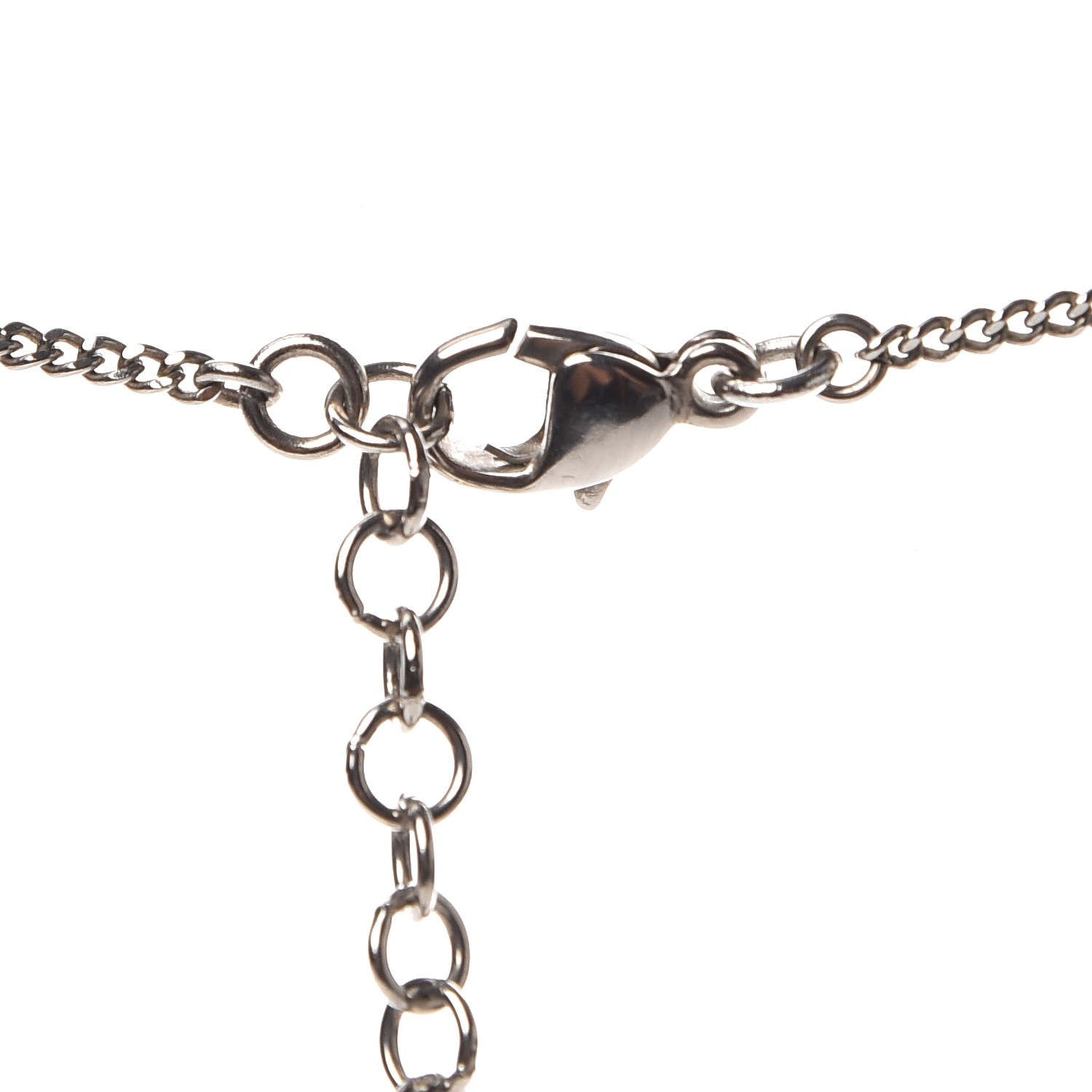 Chanel Crystal CC Drop Pendant Necklace Silver 4 of 4