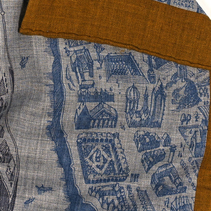Hermes Cashmere Silk La Cite Cavaliere Shawl 140 Gold Gris Chine 4 of 4