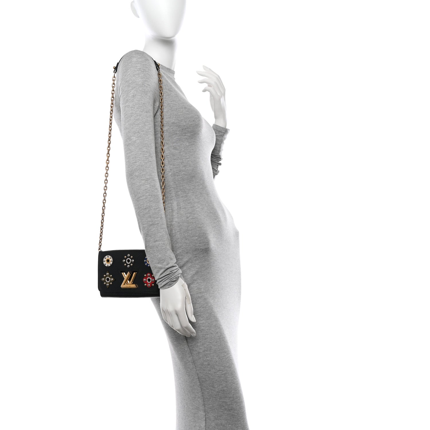Louis Vuitton Epi Mechanical Flowers Twist Chain Wallet Black 3 of 13