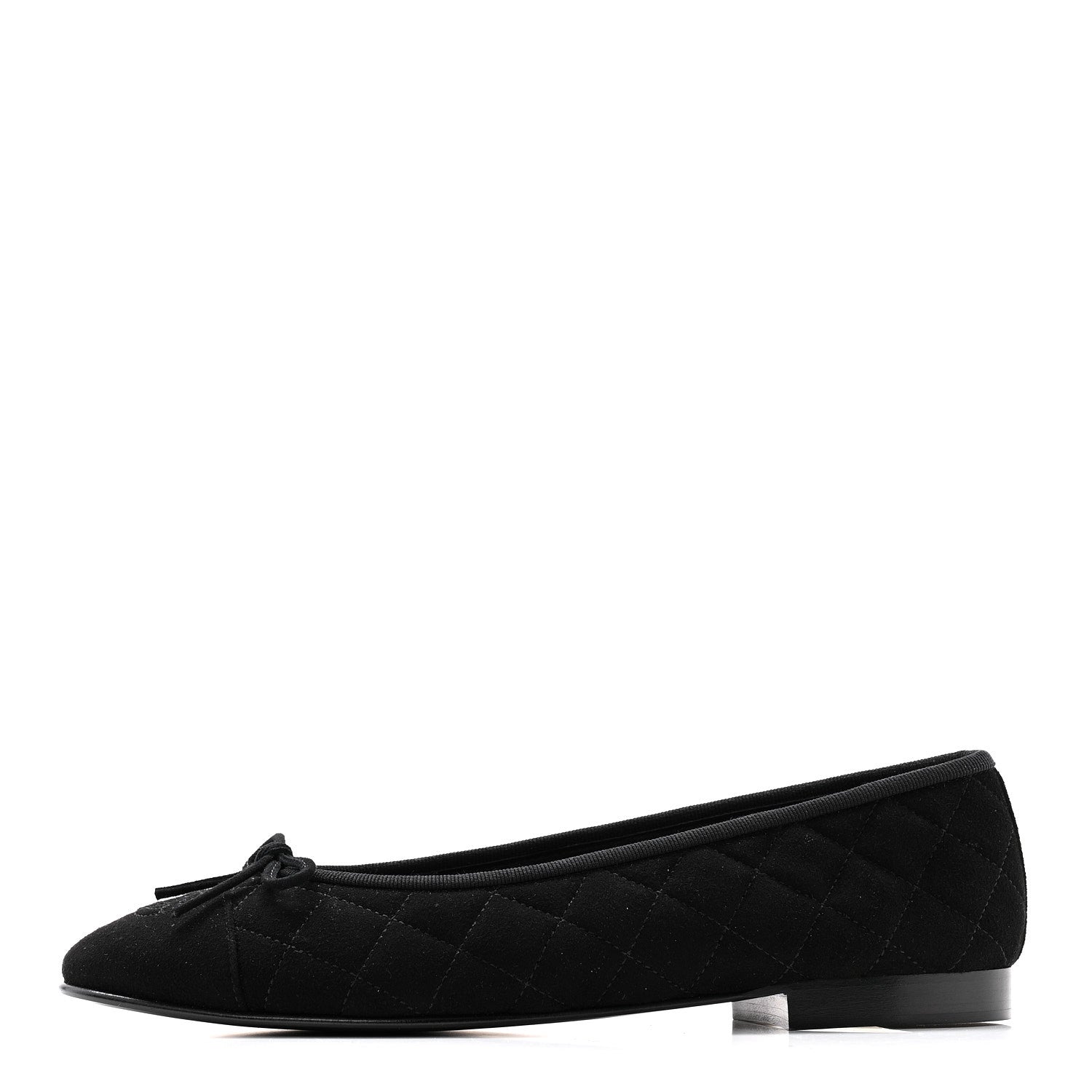 Chanel Suede Quilted Cap Toe CC Ballerina Flats 39.5 Black 1 of 11