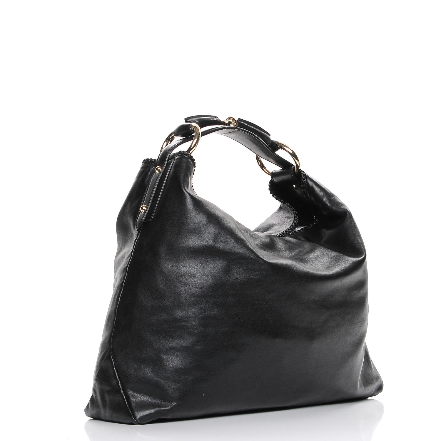 Gucci Calfskin Large Horsebit Chain Hobo Black 3 of 7