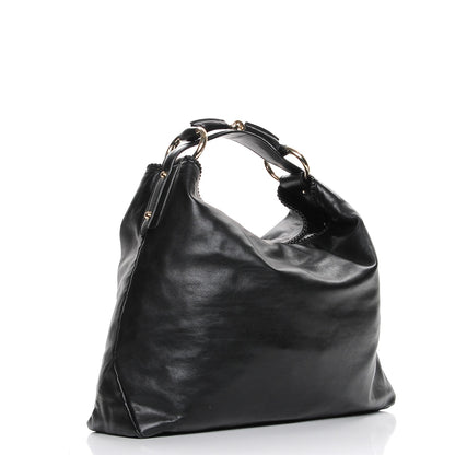 Gucci Calfskin Large Horsebit Chain Hobo Black 3 of 7