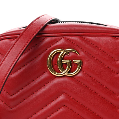 Gucci Calfskin Matelasse Mini GG Marmont Chain Shoulder Bag Hibiscus Red 10 of 10