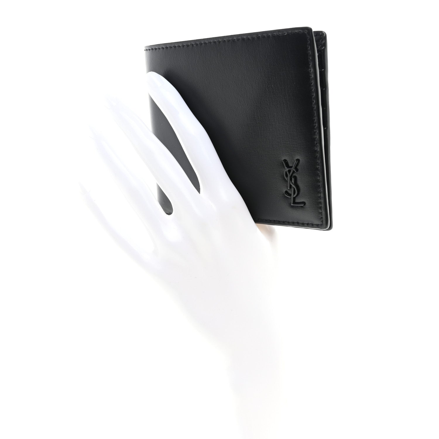 Saint Laurent Matte Calfskin Tiny Cassandre East West Wallet Black 2 of 7