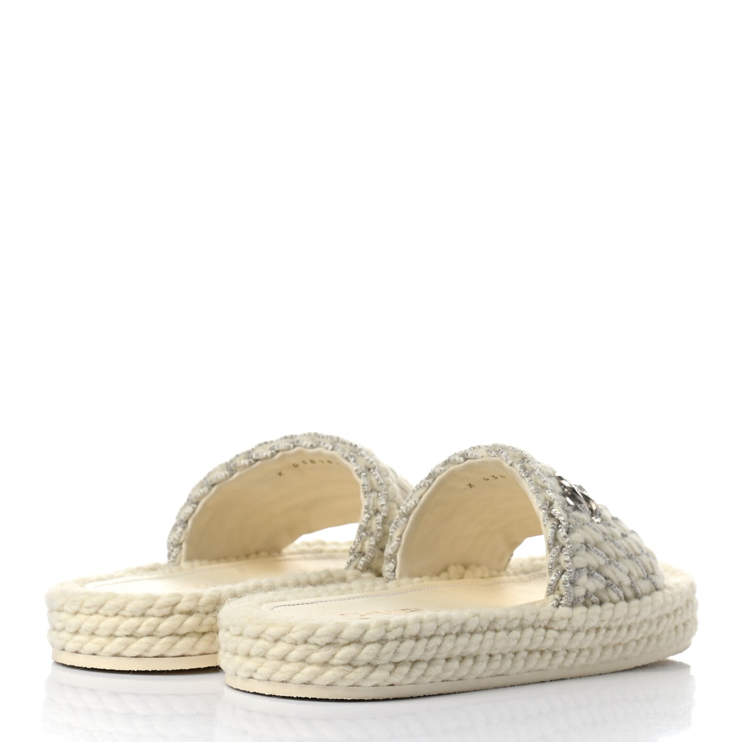 Braided Knit CC Mules 38 Ecru
