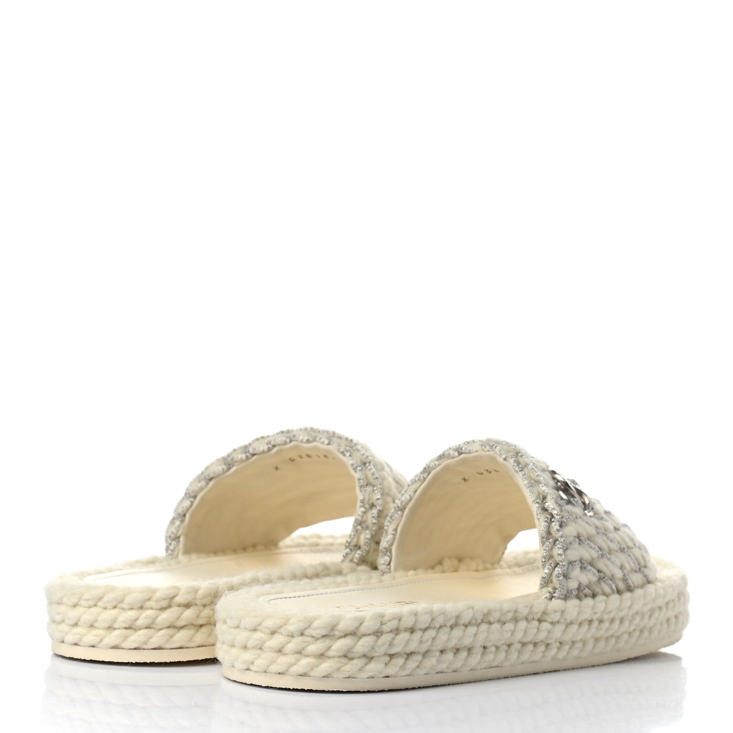 Chanel Braided Knit CC Mules 38 Ecru 4 of 9