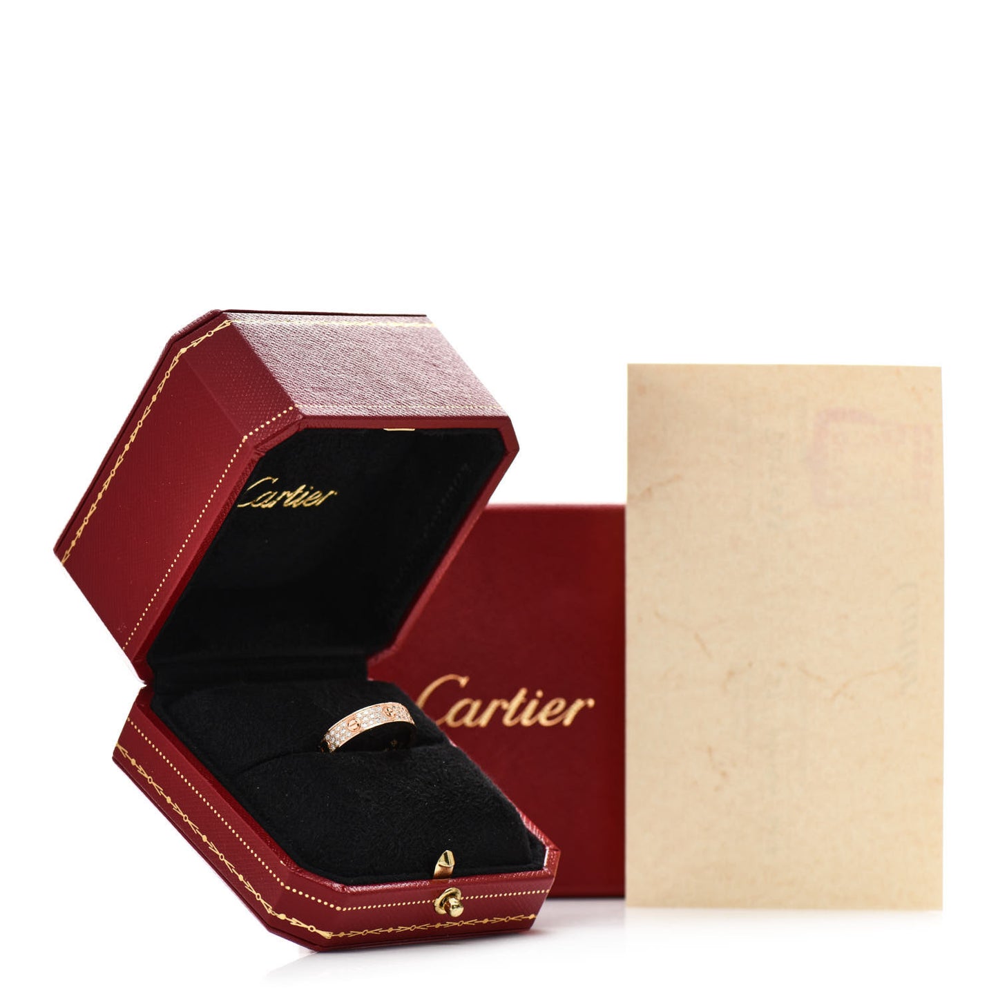 18K Pink Gold Diamond 4mm LOVE Paved Ring 58 8.5