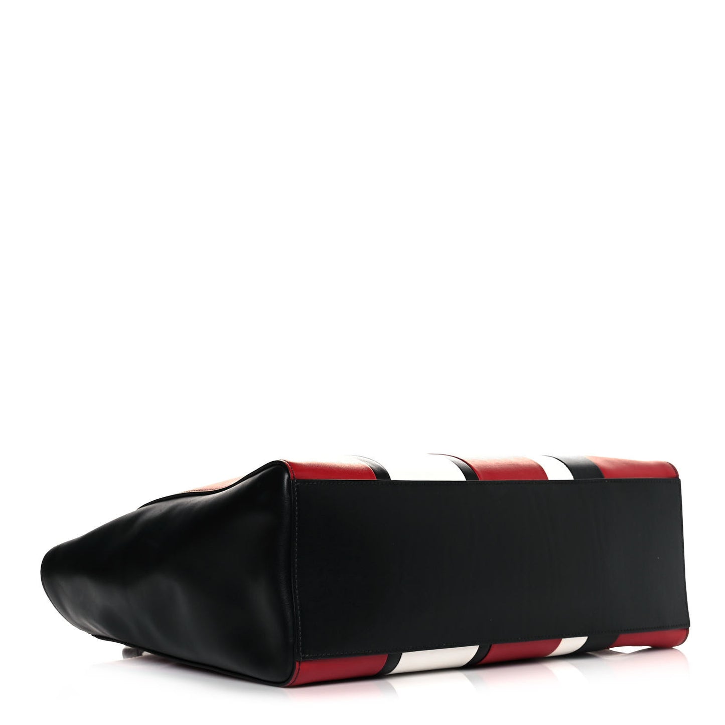 Calfskin Baiadera Striped Shopping Tote Black Fuoco White