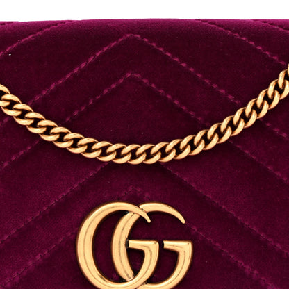 Gucci Velvet Matelasse GG Marmont Mini Bag Fuchsia Violet Cyclamen 8 of 11