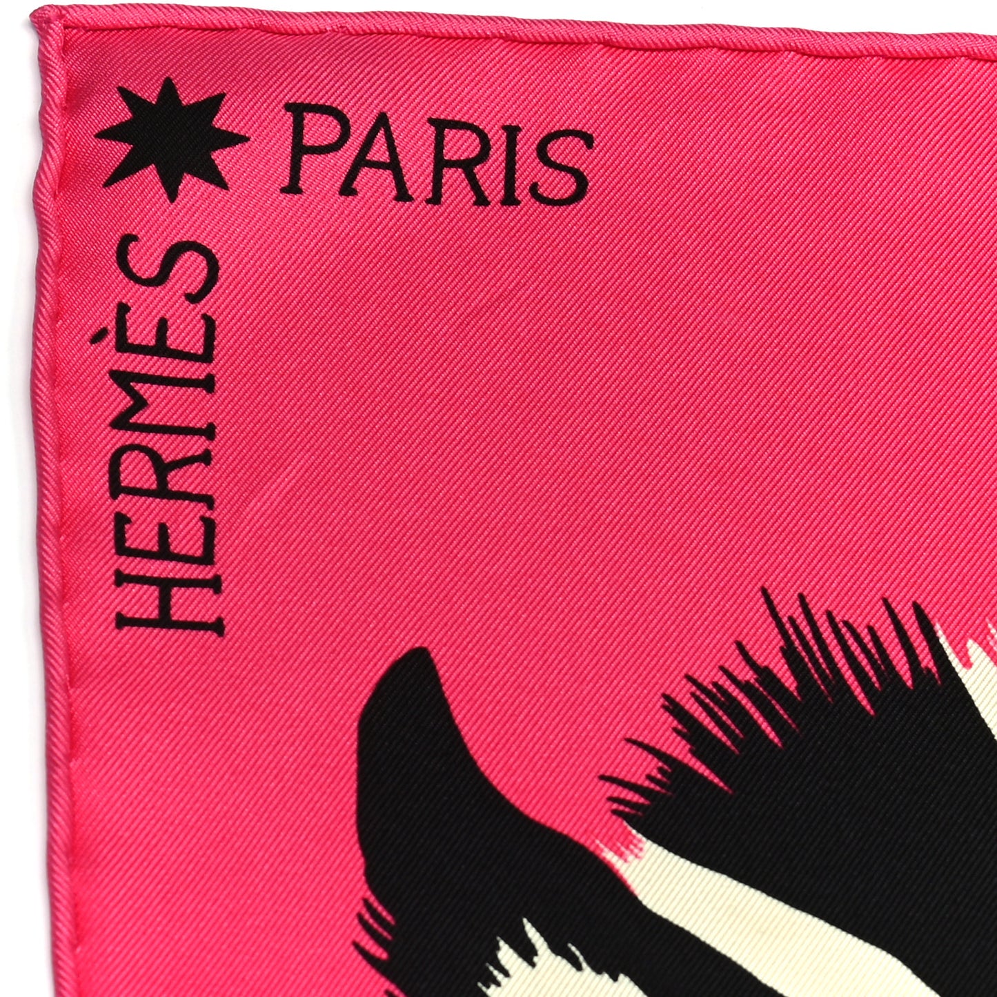 Silk Zebra Pegasus Scarf 90 Rose Vif Black Ivoire