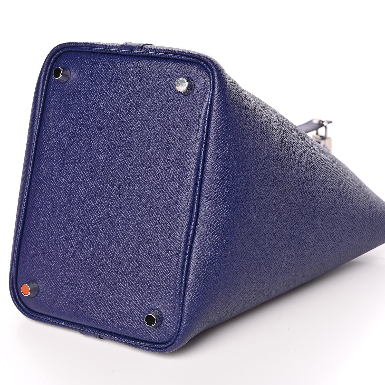 Hermes Epsom Tressage De Cuir Picotin Lock 18 PM Bleu Encre Brique Black 9 of 11