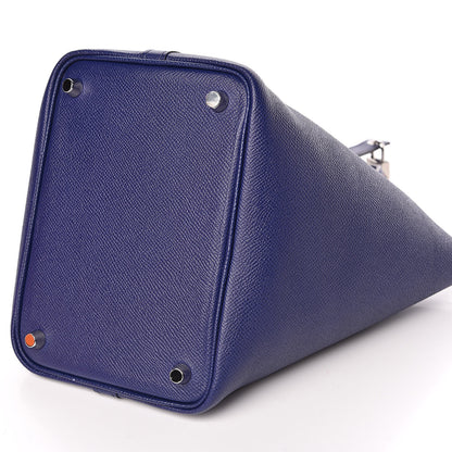 Hermes Epsom Tressage De Cuir Picotin Lock 18 PM Bleu Encre Brique Black 9 of 11