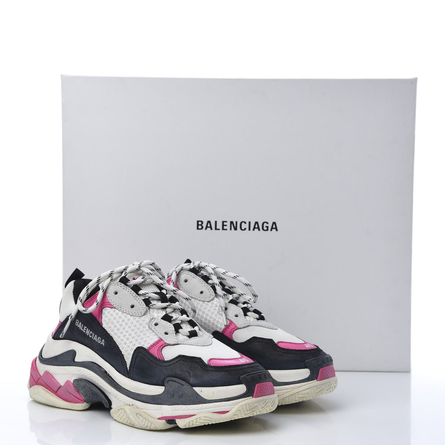 Fabric Mesh Womens Triple S Sneakers 40 Rose Fluo Black White