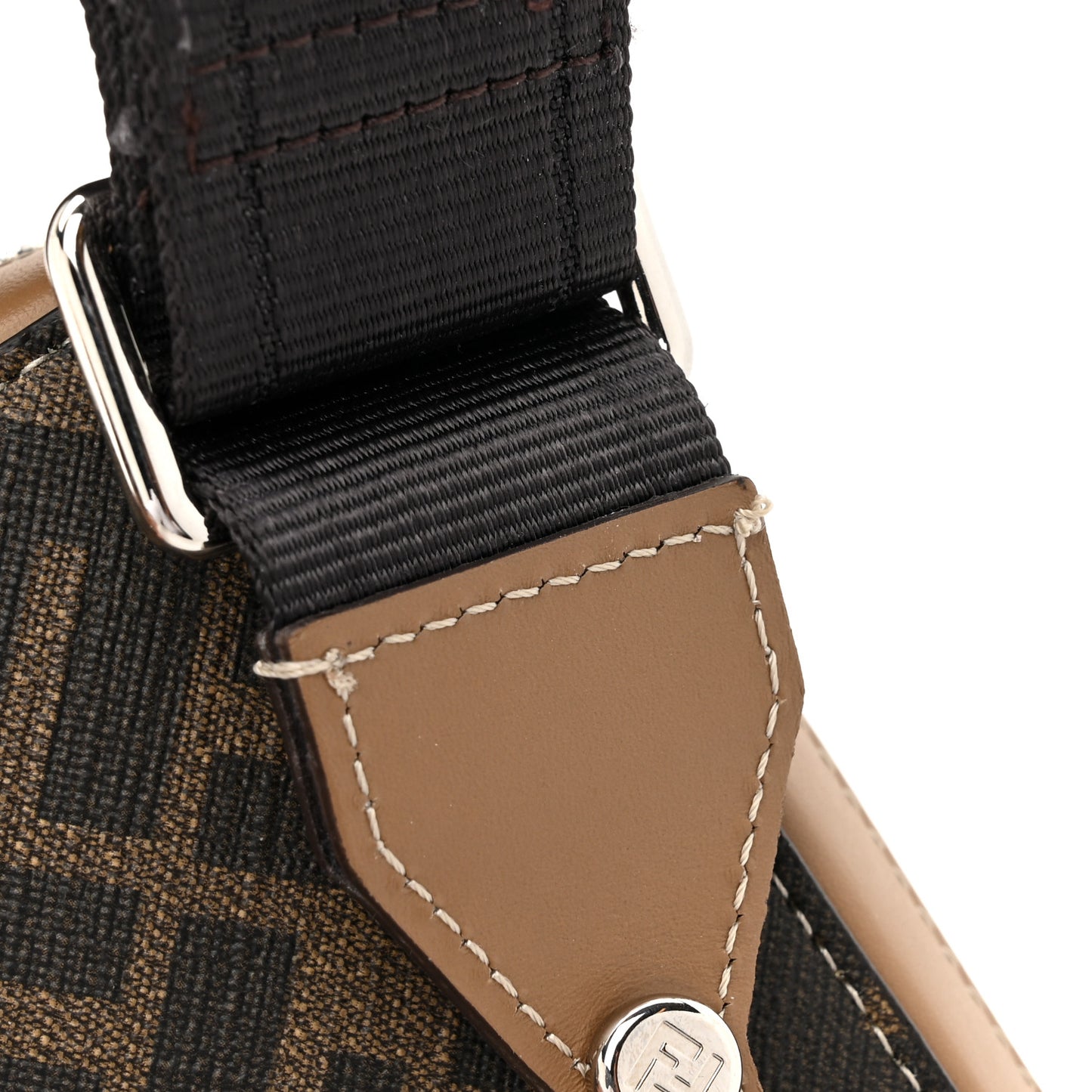 Glazed Fabric Vitello FF 1974 Bi-Color Phone Pouch Tobacco Moro Sand Black