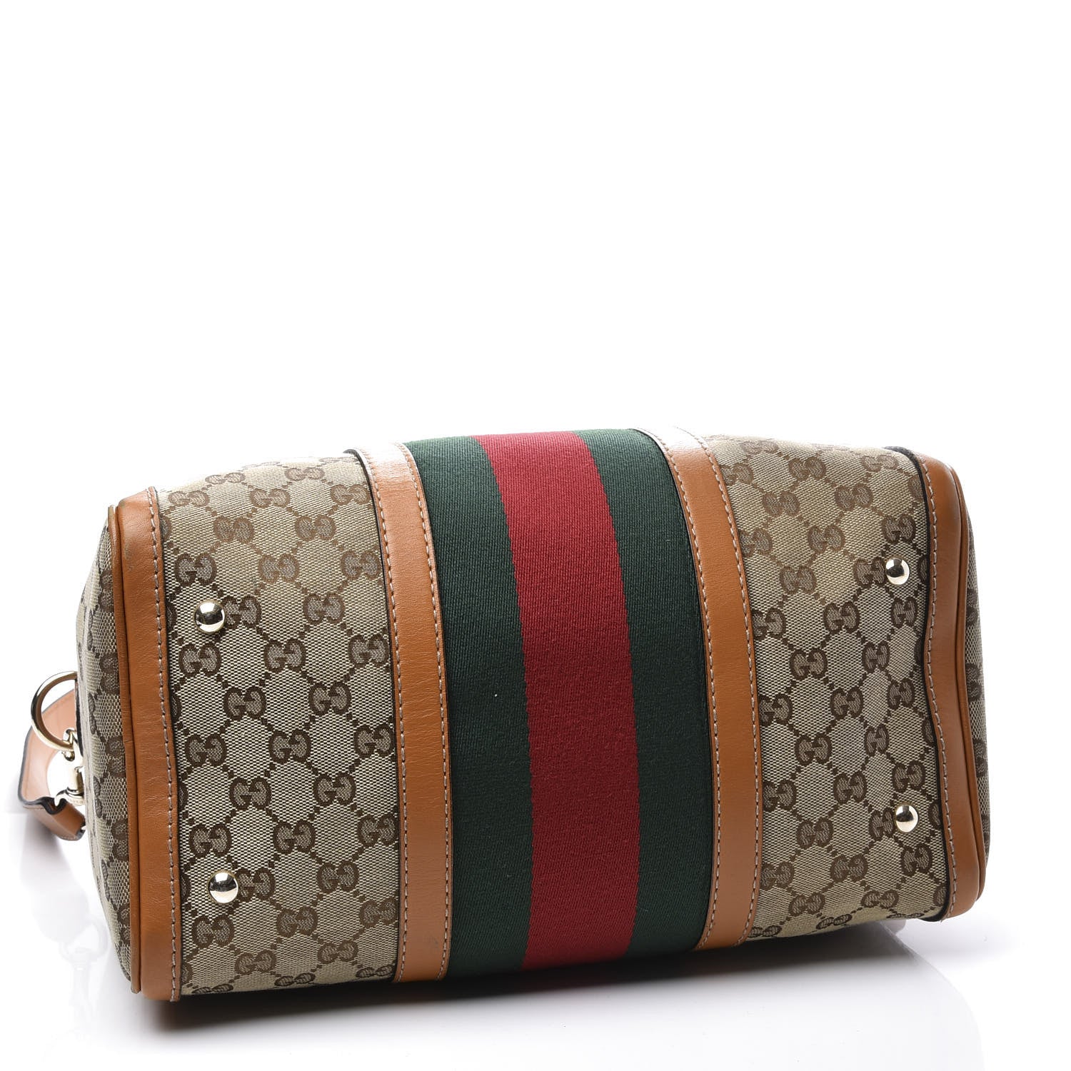 Gucci Monogram Vintage Web Medium Boston Tobacco 3 of 12