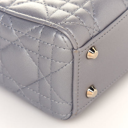 Christian Dior Metallic Lambskin Cannage Mini Lady Dior Grey 9 of 14