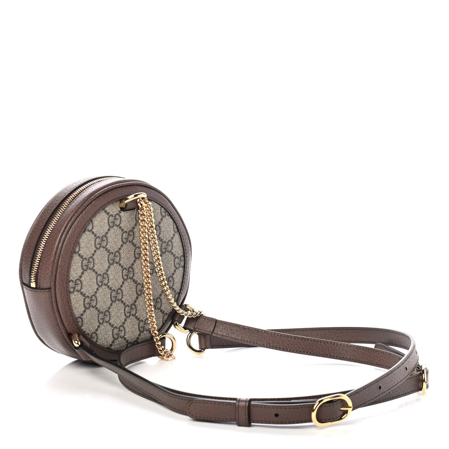 GG Supreme Monogram Web Mini Ophidia Round Backpack Brown